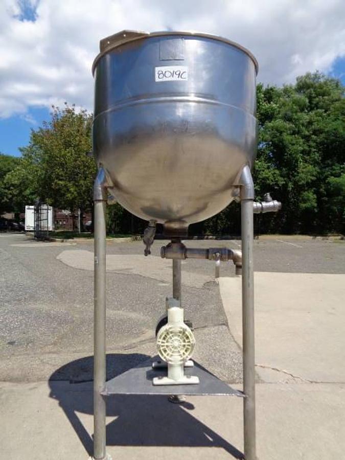 Used 100 Gallon Groen Stainless Steel Hemispherical Kettle, 80 PSI Jacket