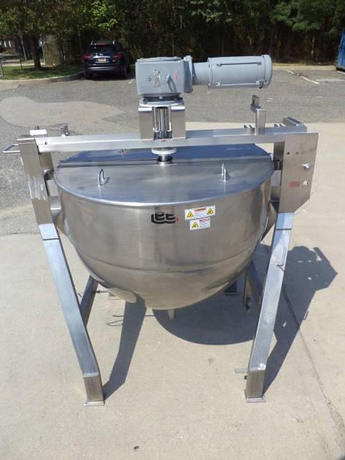 Used 200 Gallon Lee 316 Stainless Steel Jacketed Scraper Kettle, 125 PSI Jacket-