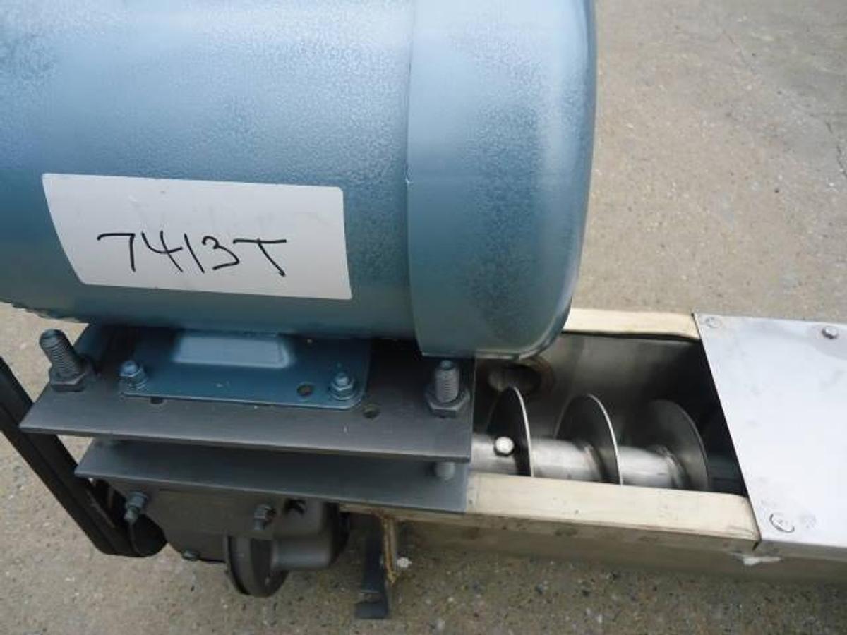 Used Stainless Steel Inclined Screw Conveyor, 7″ Diameter X 104″ Long”