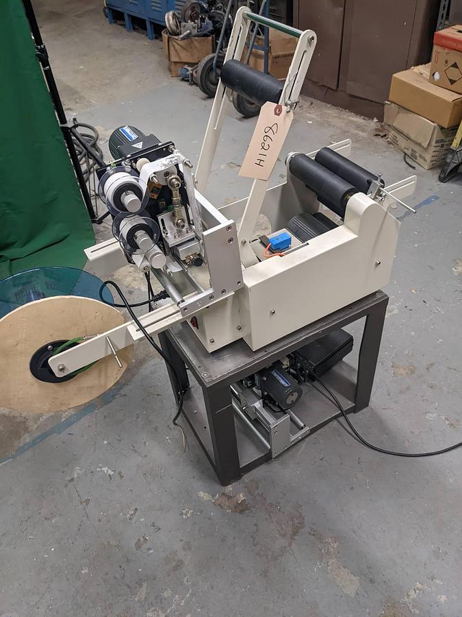 Used Tabletop Pressure Sensitive Wraparound Labeler, With Coder