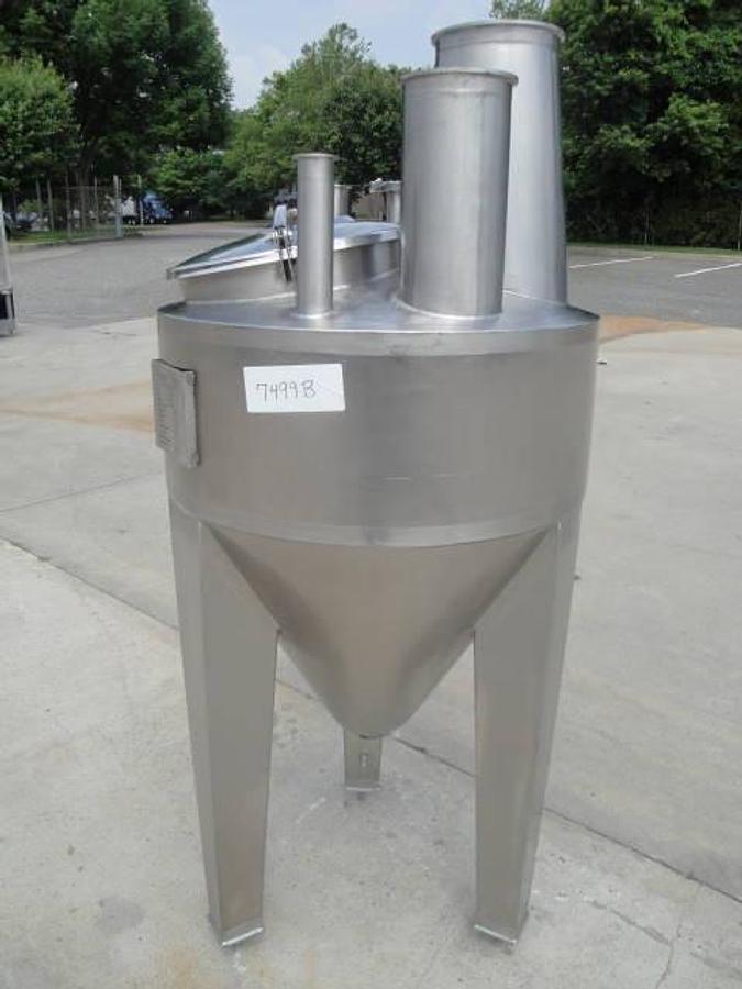 Used 50 Gallon Regev 304l Ss Cone Bottom “Flash” Tank
