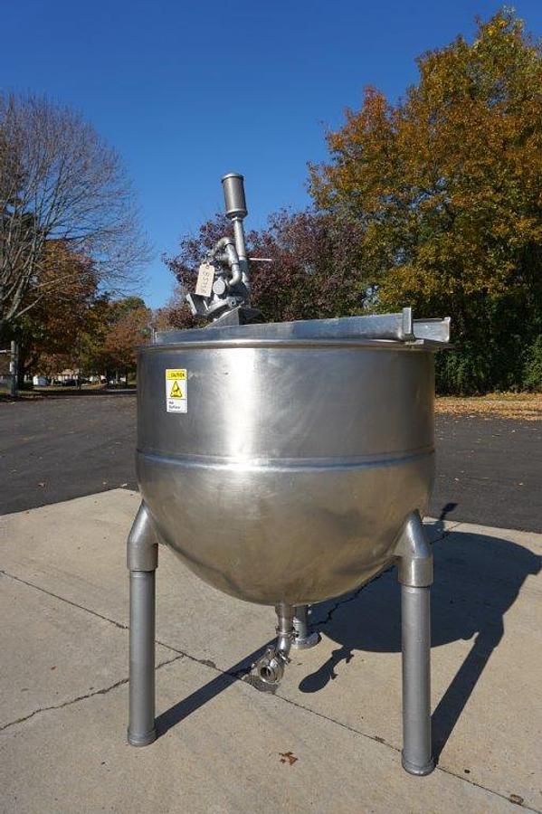 Used 150 Gallon Groen Stainless Hemispherical Kettle, 100 PSI Jacket