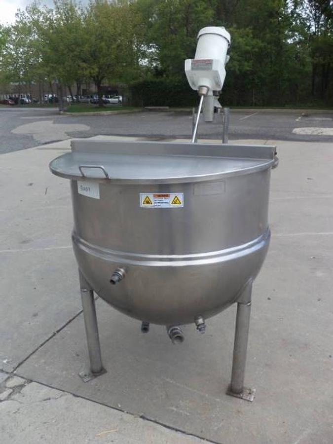 Used 100 Gallon Groen Stainless Hemispherical Kettle, 100 PSI Jacket
