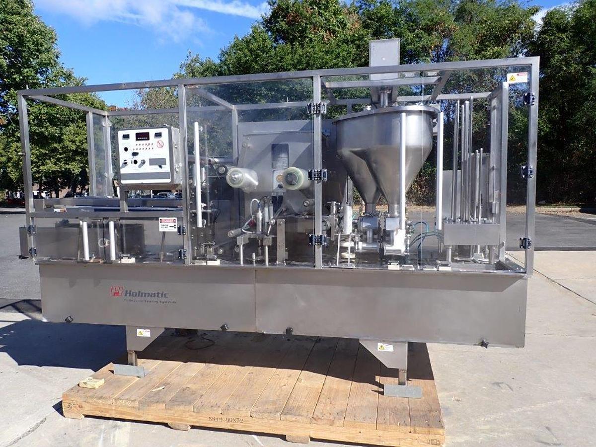 Used Holmatic PR-2 Dual Lane Cup Filler/Sealer/Overcapper, 4-1/2 Inch Diameter Tooling