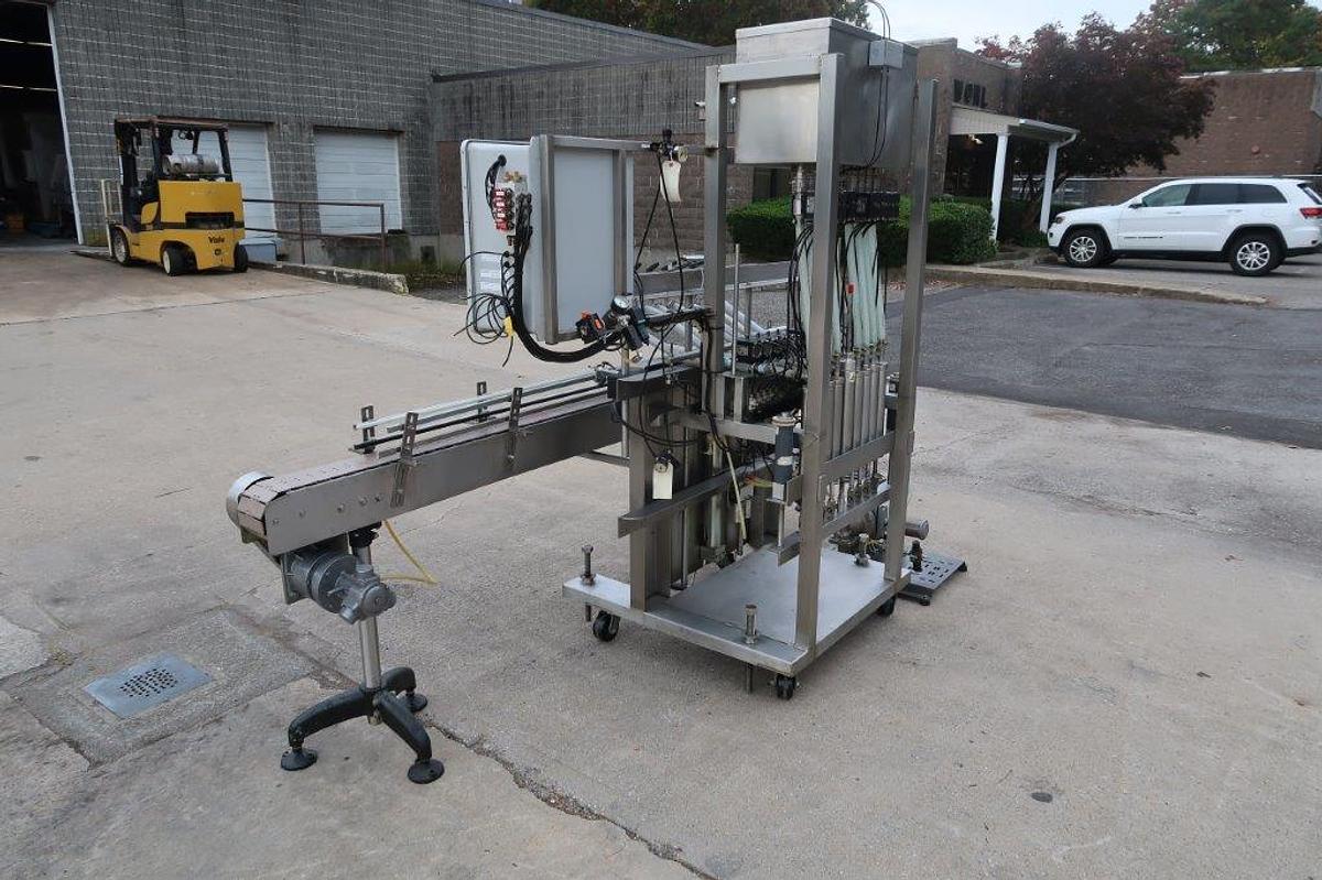 Used Surekap 8 Head Inline Auto Piston Filler, Explosion Proof