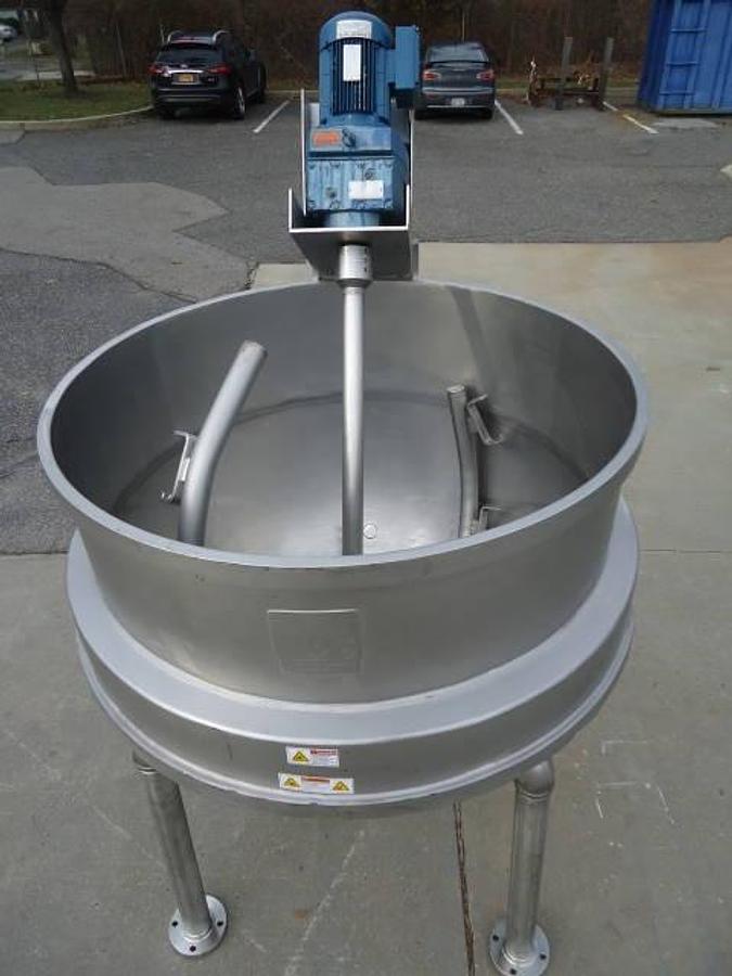 Used 350 Gallon Hamilton 316 Stainless Hemispherical Inclined Agitated Kettle, 110 Psi Jacket