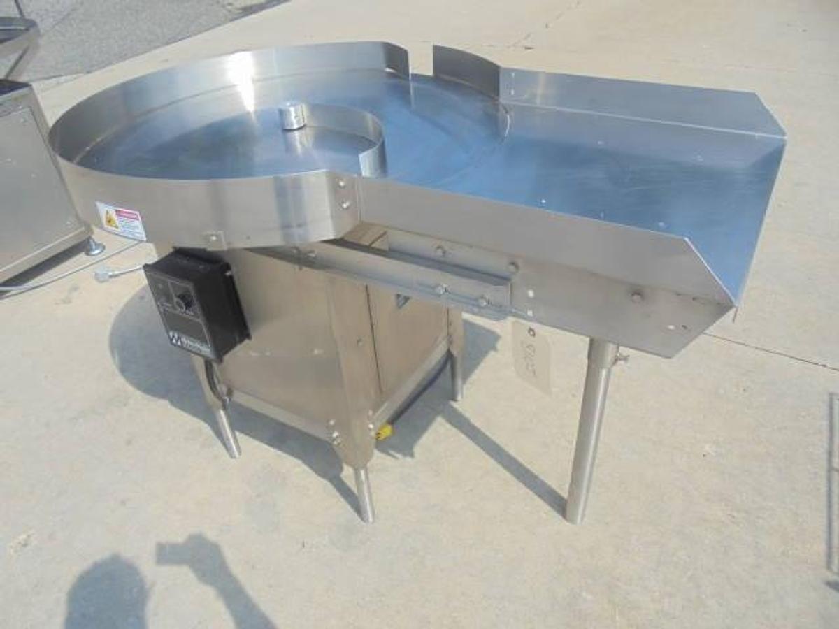 Used 36 In. Garvey Stainless Steel Rotary Unscrambling/Accumulating Table, Variable Speed