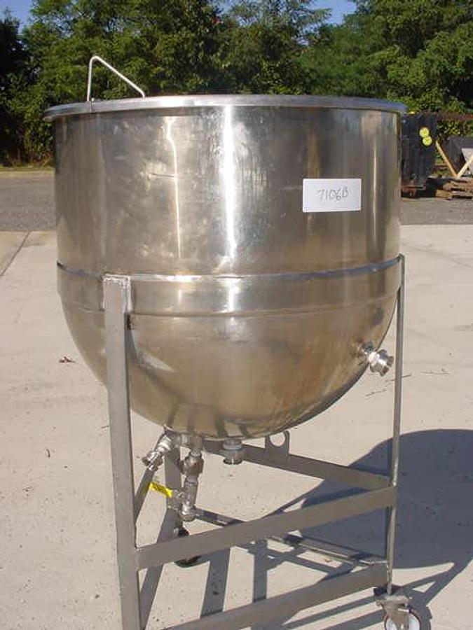 Used 50 Gallon Stainless Steel Jacketed Kettle, Portable
