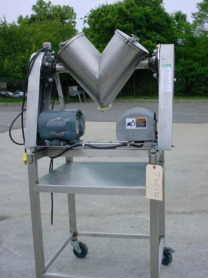 Used 8 Qt. Patterson Kelley Stainless Steel Twin Shell “V” Lab Mixer, Liquid Addition