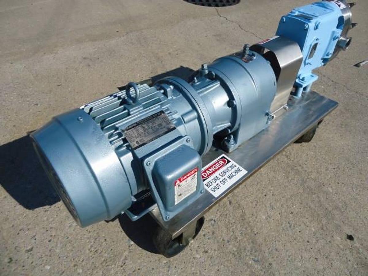 Used Waukesha 30 Stainless Positive Displacement Pump, Stainless Portable Base