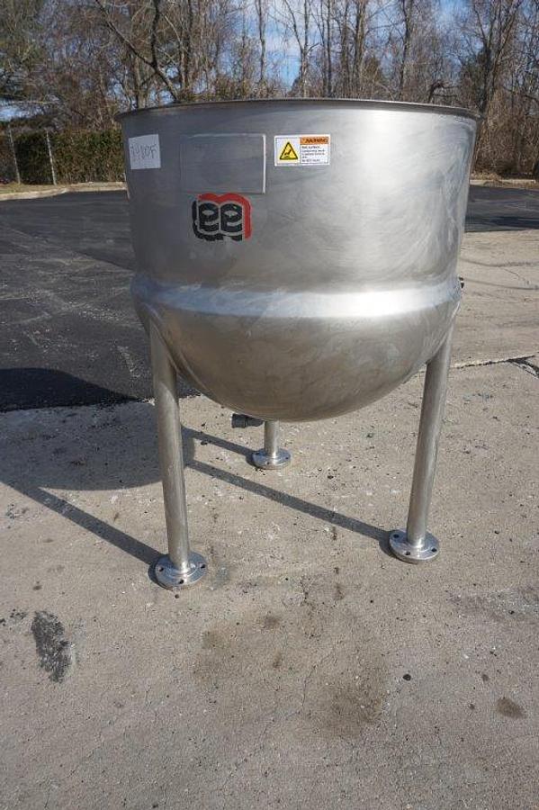 Used 80 Gallon Lee 316 Stainless Steel Hemispherical Kettle, 45 psi Jacket