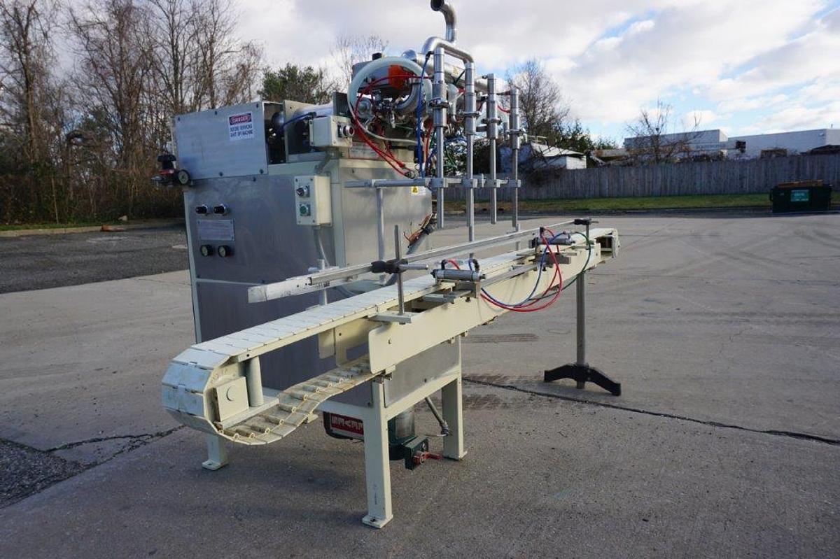 Used PackWest 4 Piston Straight Line Filling Machine, 32 Ounce Pistons