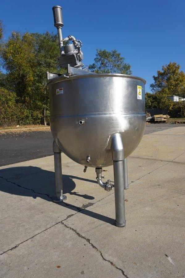 Used 150 Gallon Groen Stainless Hemispherical Kettle, 100 PSI Jacket