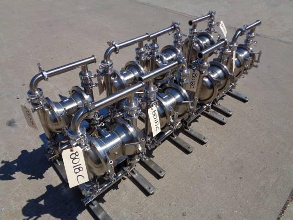 Used Murzan PI50-SL-1B-SC Type 316 SS Sanitary Double Diaphragm Pumps (4)