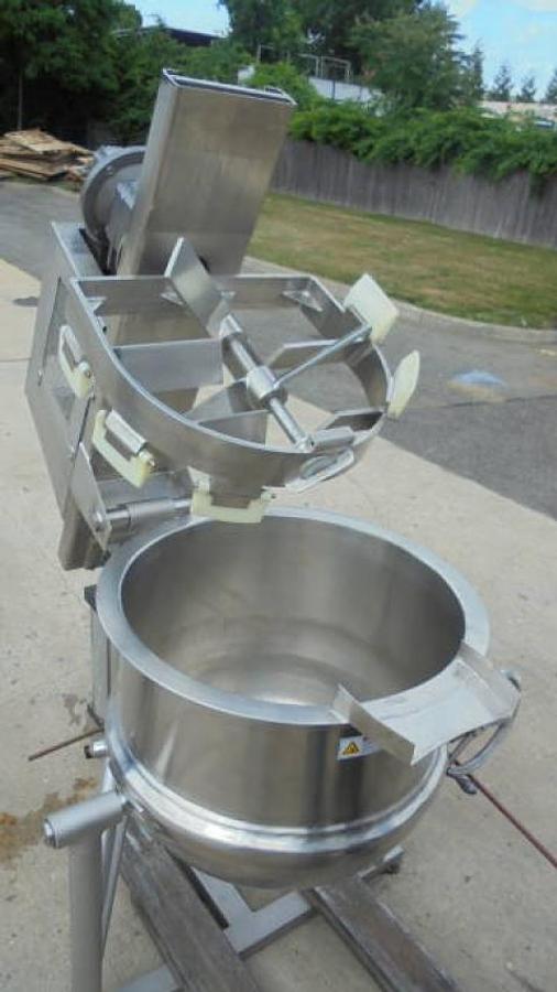 Used 60 Gallon Befco Stainless Steel Jacketed Double Motion Kettle, Tilt Out Agitation