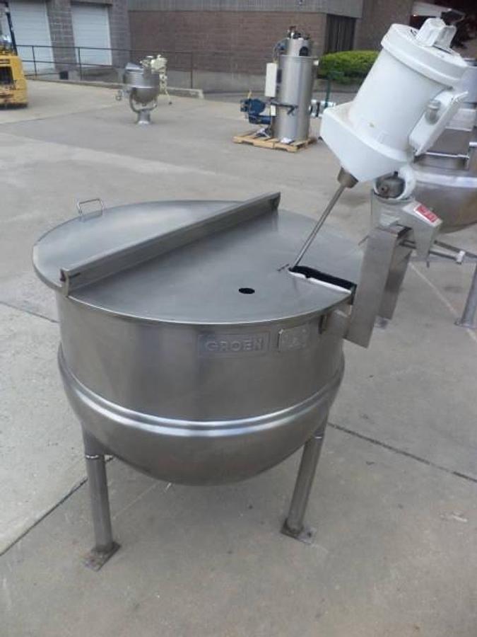Used 100 Gallon Groen Stainless Hemispherical Kettle, 100 PSI Jacket