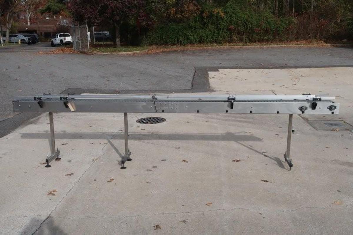 Used 4.5 In. x 14 Ft. Motorized Bottle Conveyor, SS