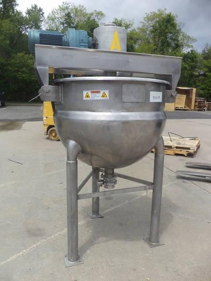 Used 60 gallon Hamilton 316 SS double motion kettle, 90 PSI