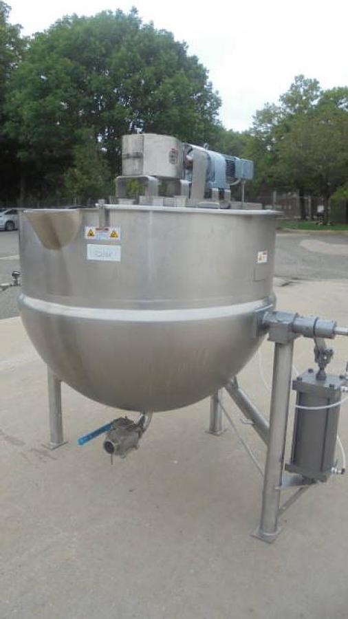 Used 300 Gallon Lee Stainless Jacketed Double Motion Tilt Kettle, Scraped Surface Agitation