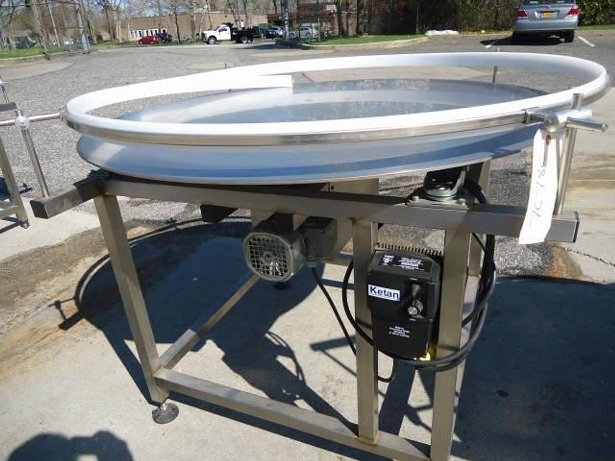 Used 48 In. Diameter Ketan Stainless Steel Rotary Unscrambling/Accumulating Table, Variable Speed–