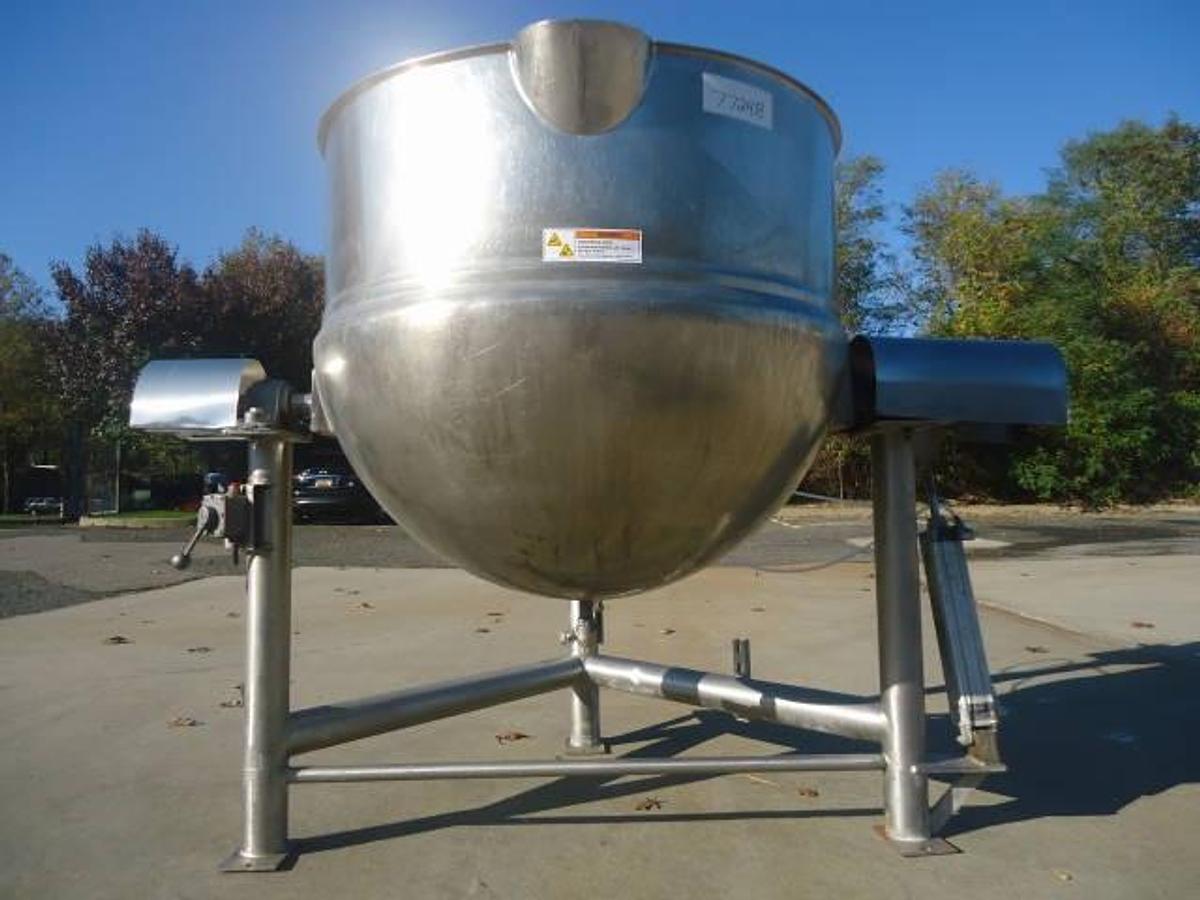 Used 150 Gallon Lee Stainless Steel Hemispherical Tilt Kettle