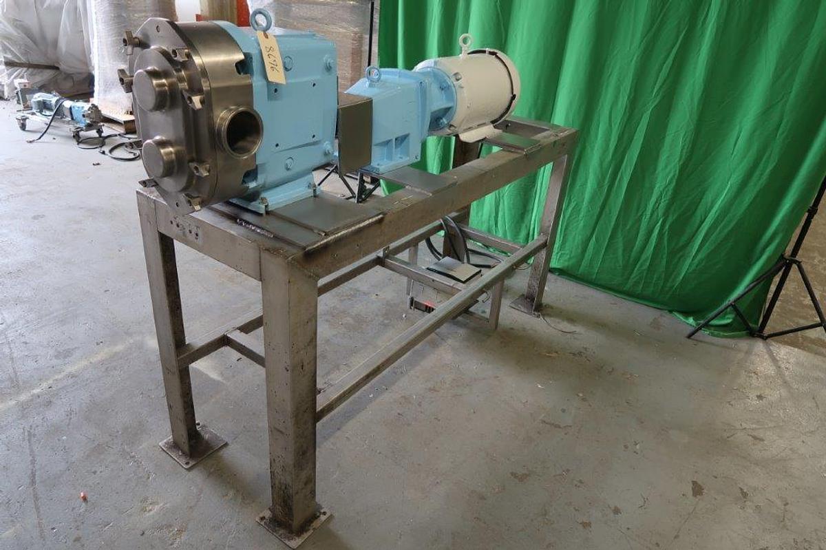 Used Waukesha Model 220 SS Positive Displacement Pump,  4 In.Tri-Clamp Ports, 15 HP Varispeed
