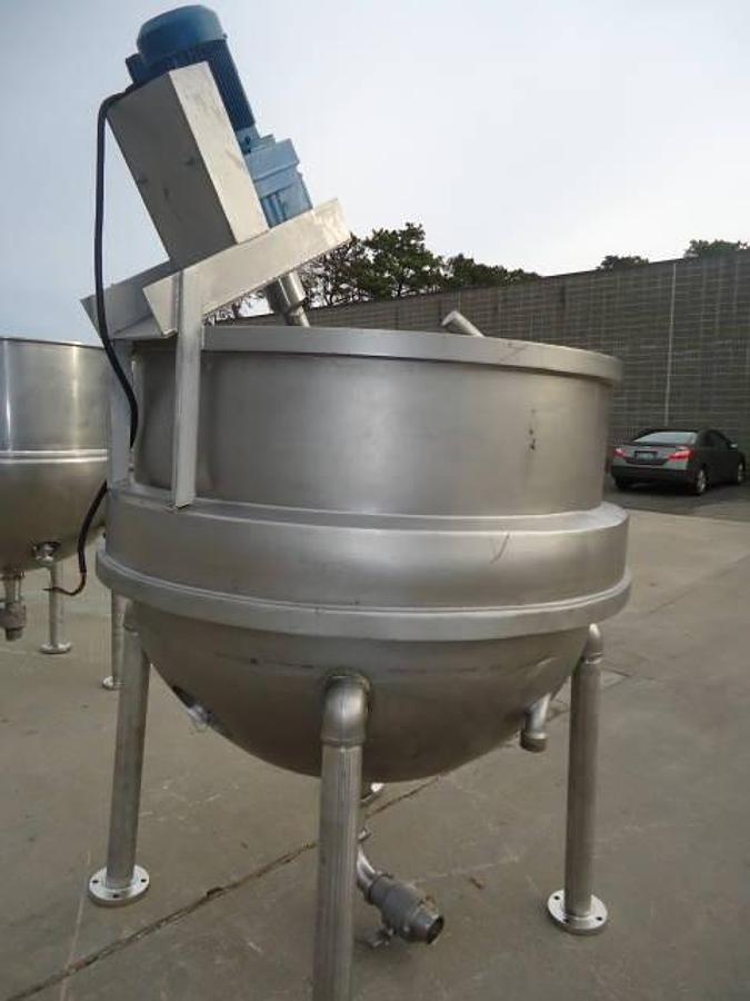 Used 350 Gallon Hamilton 316 Stainless Hemispherical Inclined Agitated Kettle, 110 Psi Jacket