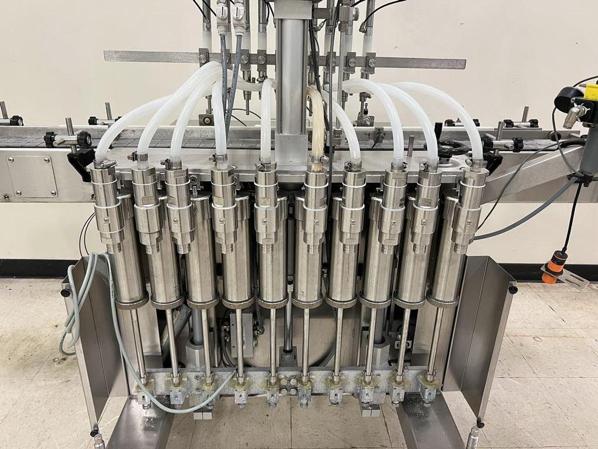 Used Kapsall VOL-32-8 Ten Piston Auto Filler, 600 cc pistons