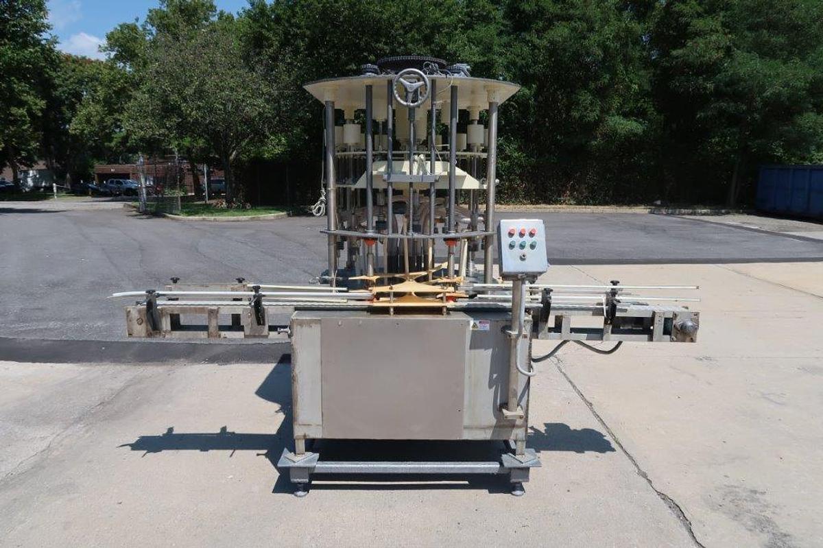 Used Packaging Dynamics 16 Spout Rotary Pressure Gravity Filling Machine, 8-1/2 In. Centers