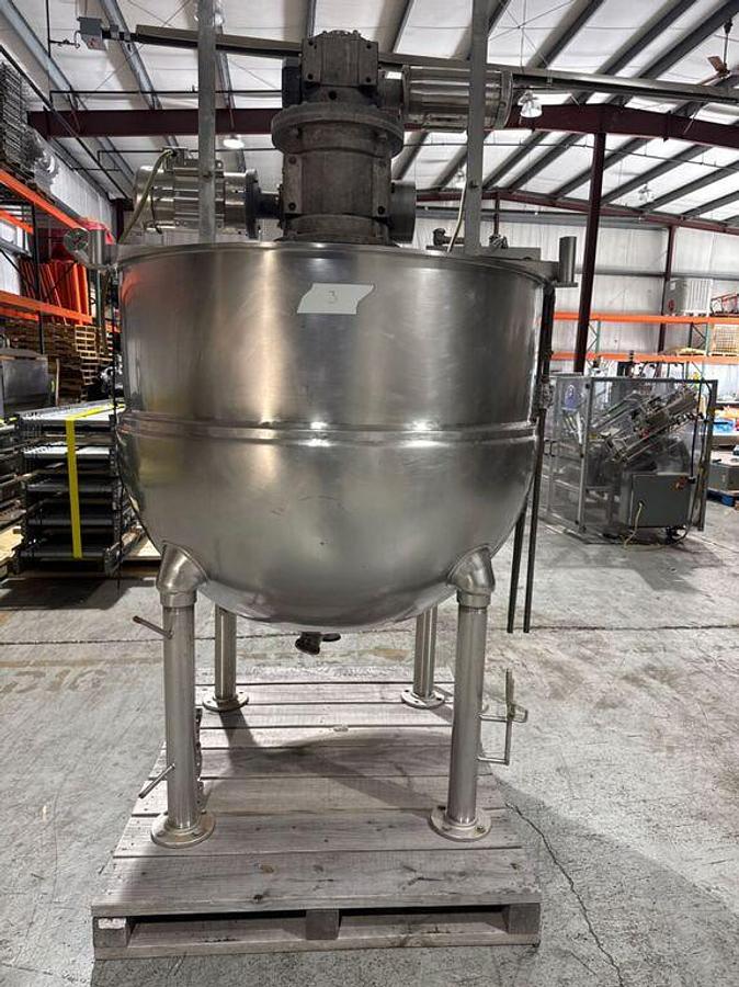 Used 300 Gallon Groen 316 SS Dual Motion Kettle, 80 PSI Jacket