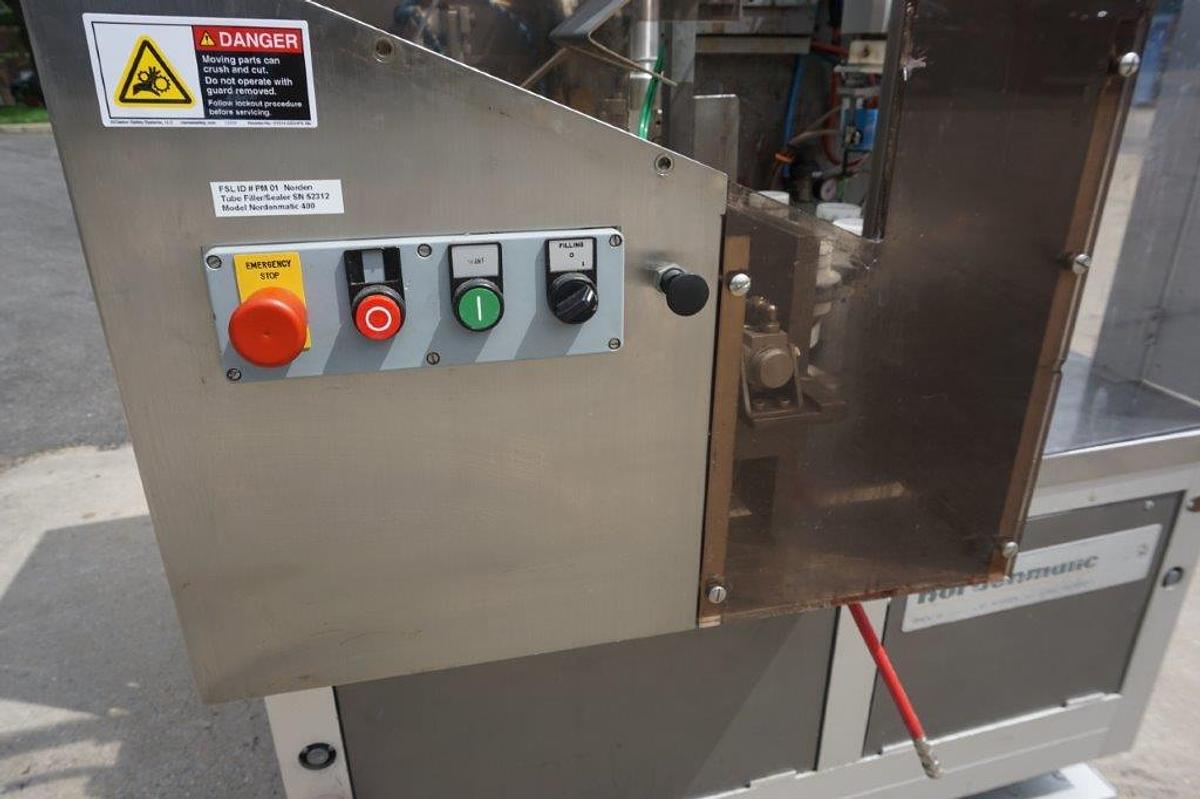 Used Nordenmatic 400 Hot Air Tube Filling and Sealing Machine, 40 Tubes/Minute