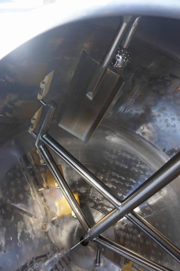 Used 500 Gallon St. Regis/CP Stainless Jacketed Scraped Surface Kettle, Cone Bottom