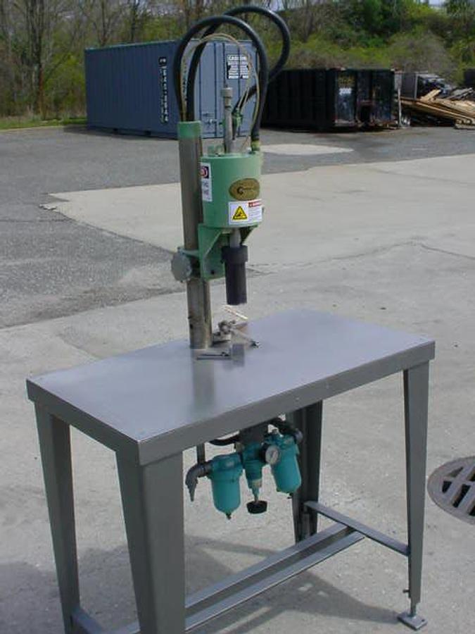 Used Jg Machine Single Head Aerosol Crimper