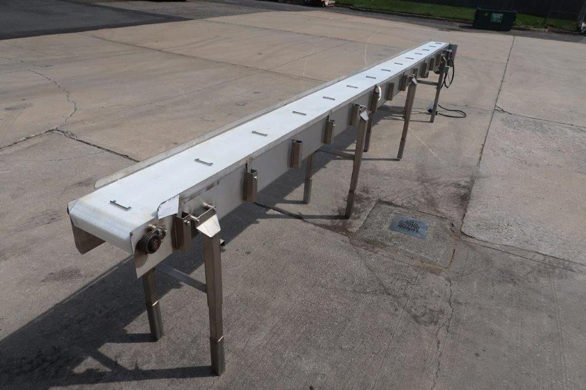 Used 11.5 In. Wide X 21 Ft. Long SS Motorized Conveyor