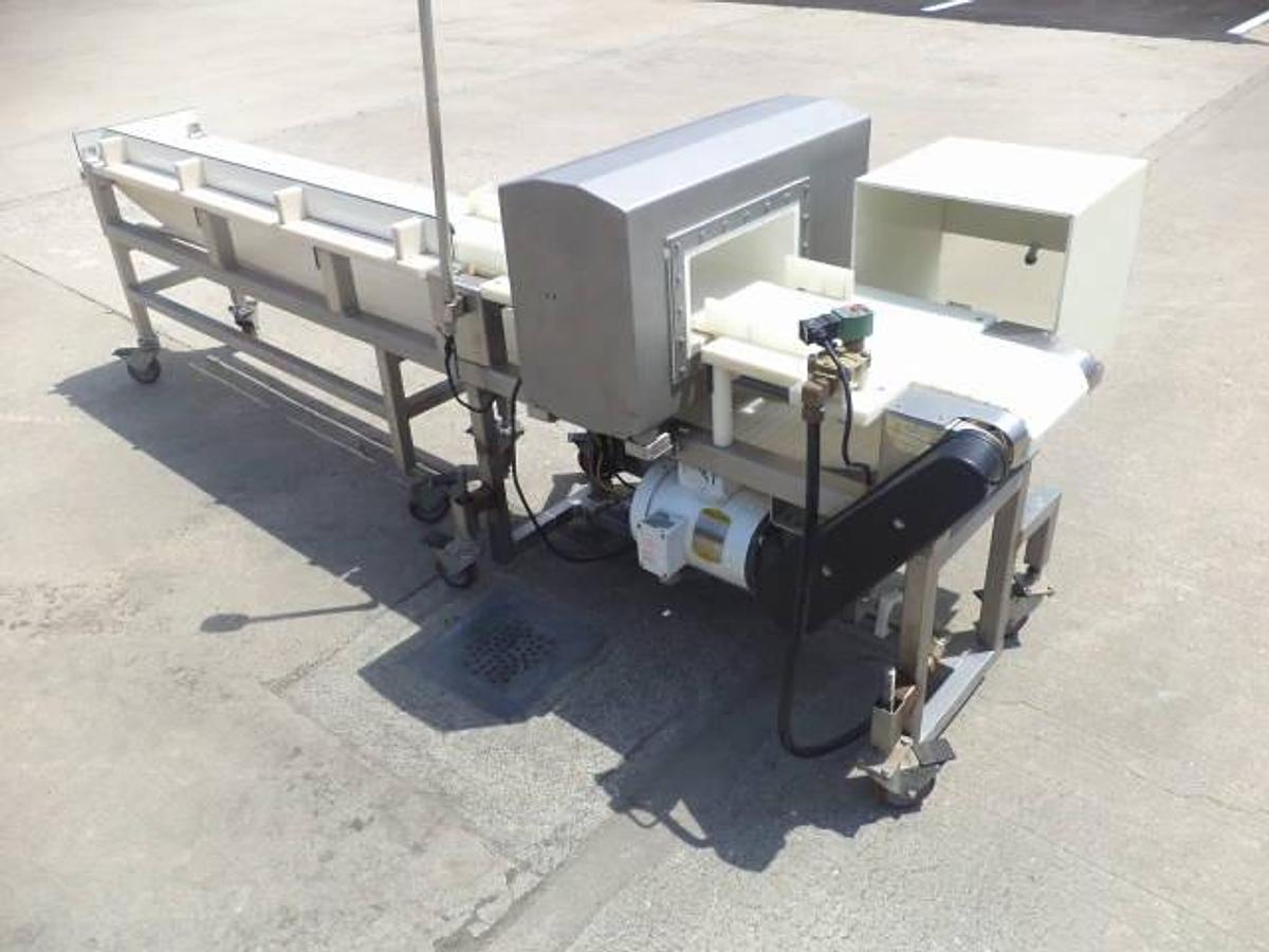 Used Safeline conveyorized metal detector, stainless steel