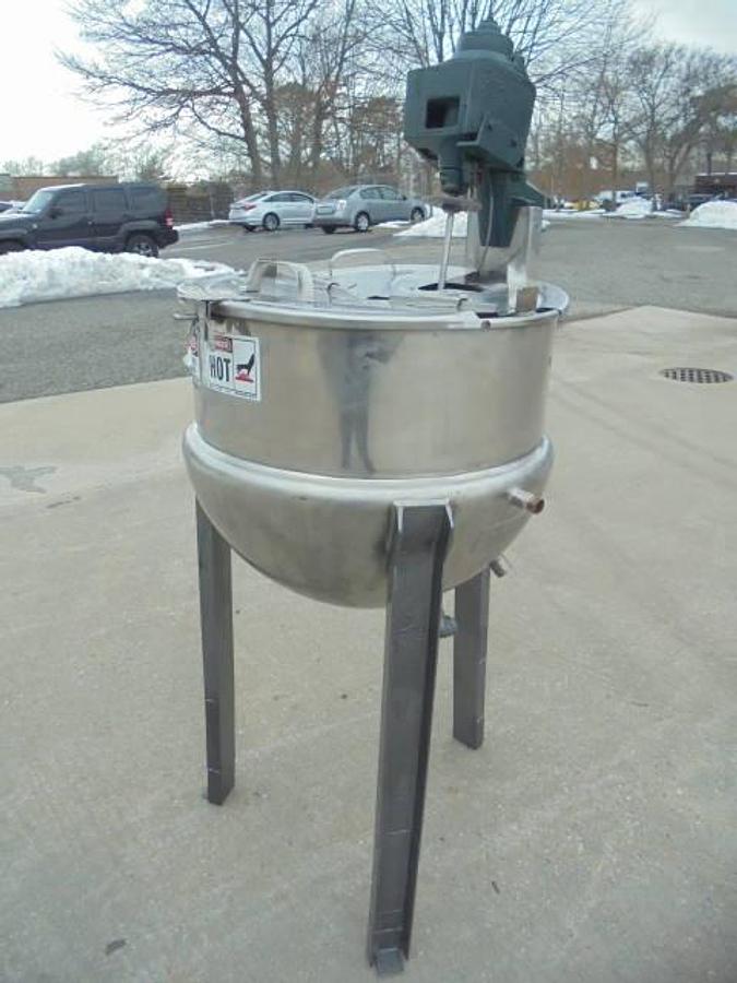 Used 30 Gallon Lee Stainless Steel Hemispherical Kettle, 40 PSI Jacket