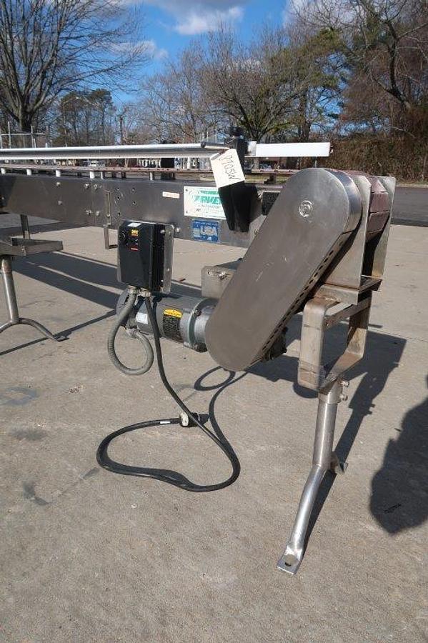 Used Garvey 21 Ft Long Stainless Steel Motorized Bottle Conveyor, Variable Speed