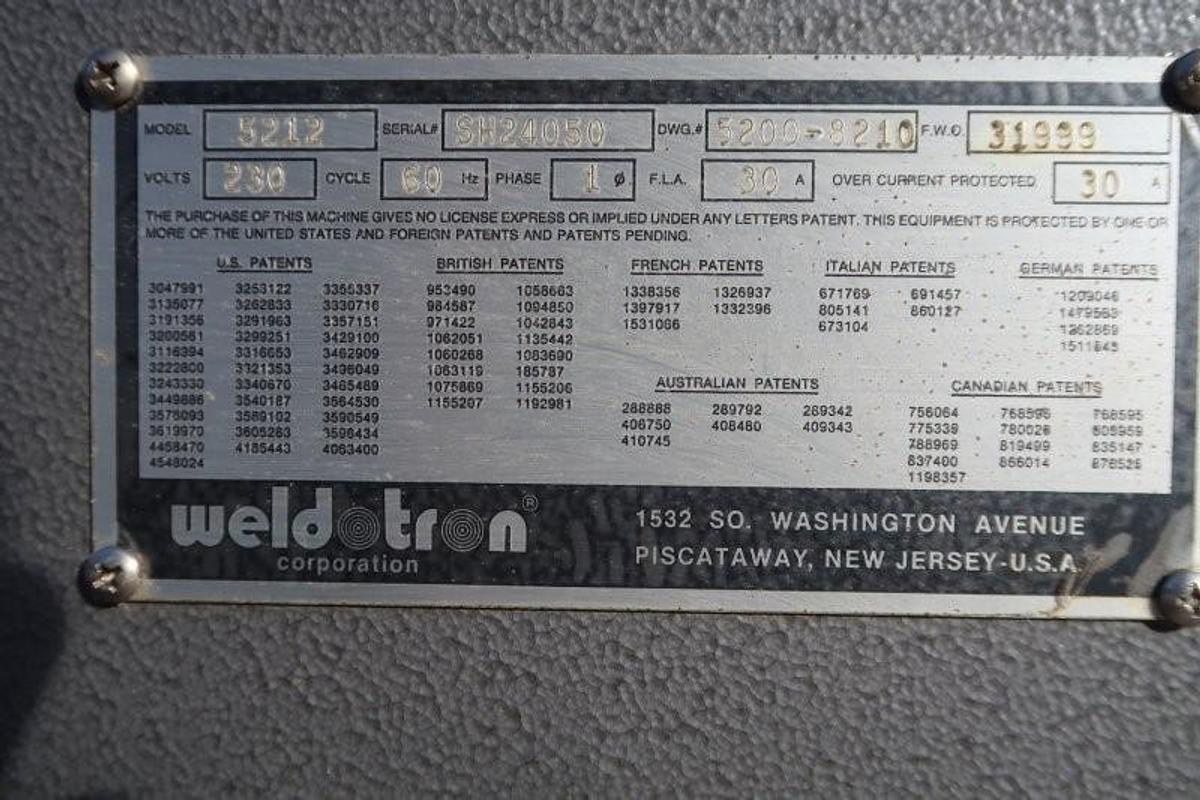 Used Weldotron Model 5212 “L” Bar Sealer