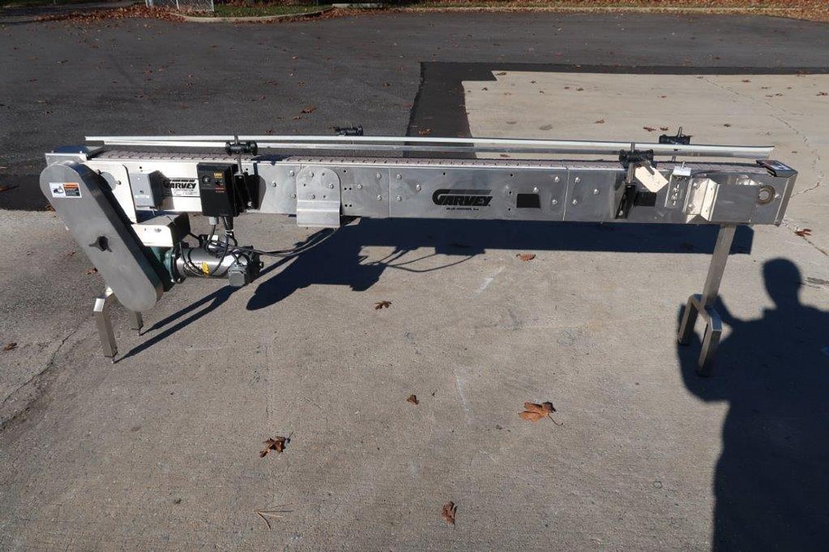 Used Garvey 8-1/2 FT Long Stainless Steel Motorized Bottle Conveyor, Variable Speed