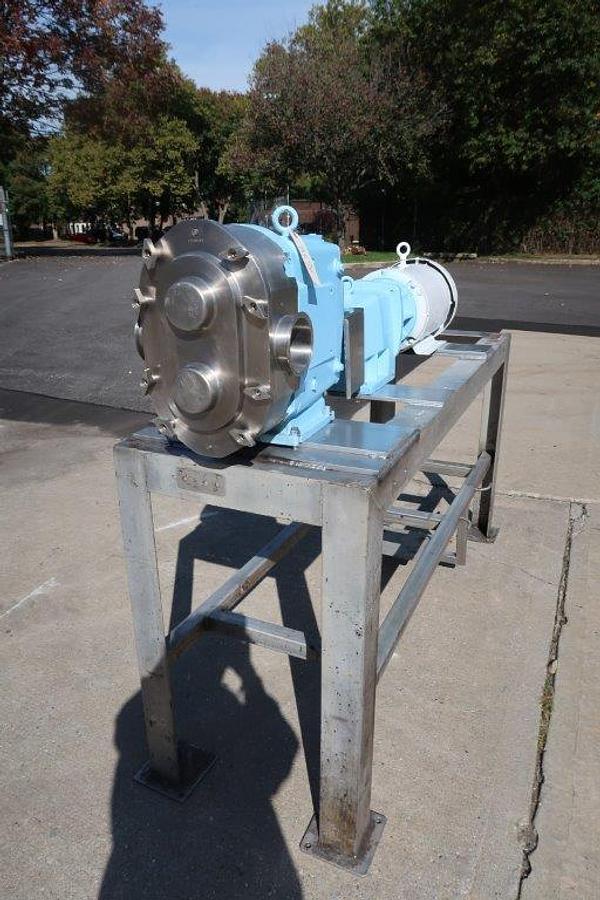 Used Waukesha Model 220 SS Positive Displacement Pump,  4 In.Tri-Clamp Ports, 15 HP Varispeed