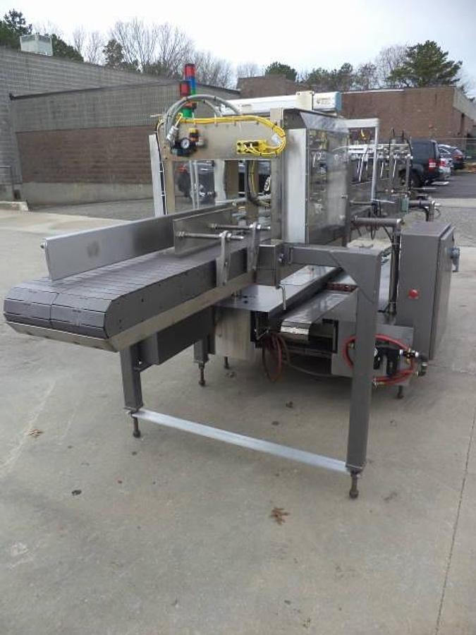 Used Hamrick Model 360 Drop Type Case Packer, Stainless Steel Cabinetry