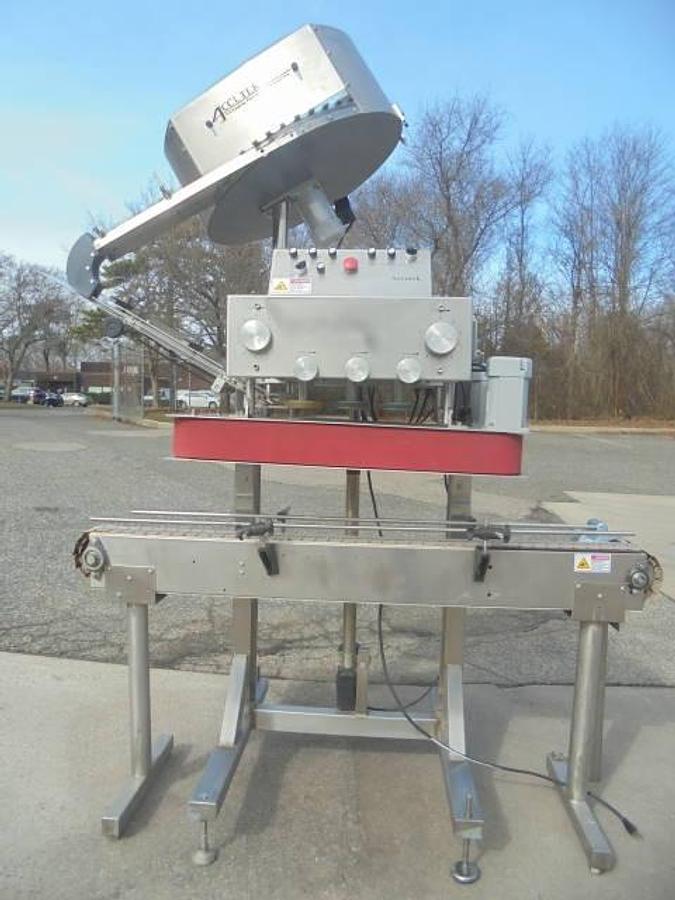 Used Accutek Six Spindle Adjustable Capping Machine, Stainless Steel