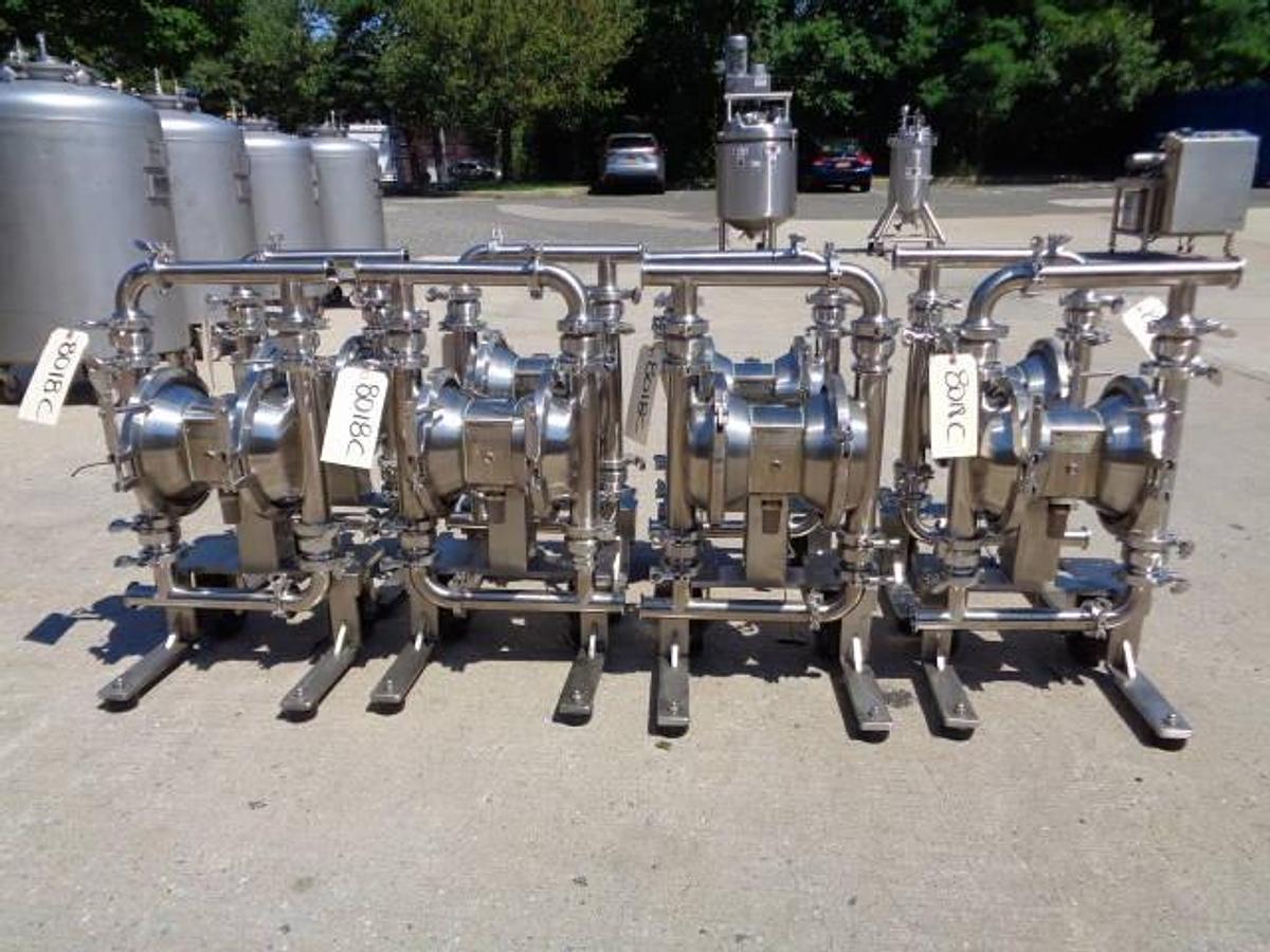 Used Murzan PI50-SL-1B-SC Type 316 SS Sanitary Double Diaphragm Pumps (4)