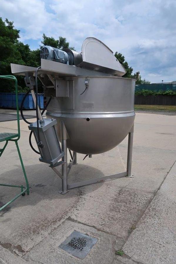Used 500 Gallon Lee 316 Stainless Jacketed Double Motion Kettle, Tilt Out Agitation