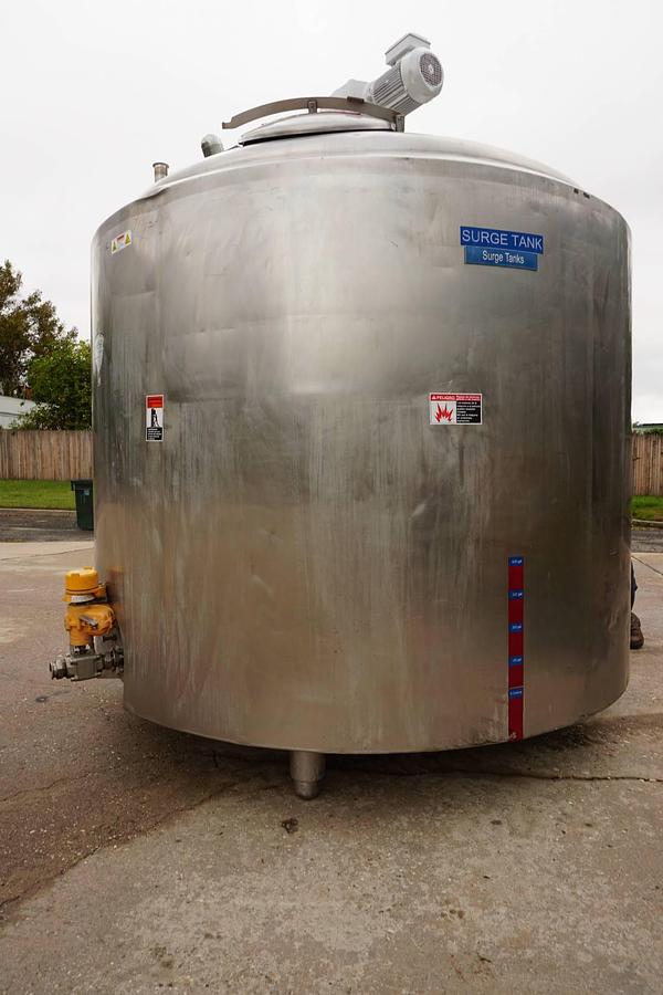 Used 1,600 Gallon Crepaco Stainless Steel Sweep Agitated Tank, 75 PSIG Jacket