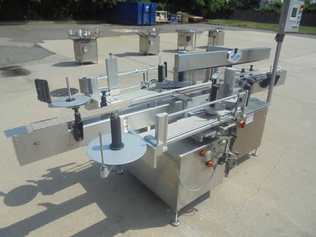 Used DL Tech Automatic Front & Back Labeler, Stainless Steel Cabinetry