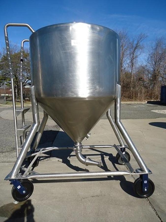 Used 450 Gallon DCI Type 316 Stainless Steel Cone Bottom Portable Tank