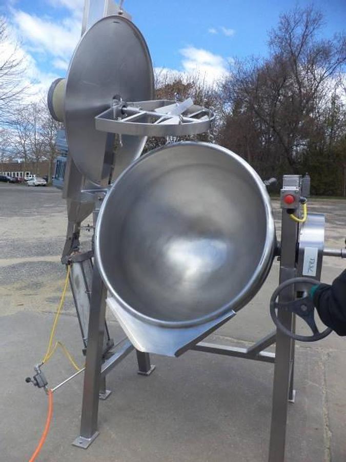 Used 100 Gallon Hamilton/Trinity Industries Stainless Steel Jacketed Double Motion Kettle, Tilt Discharge