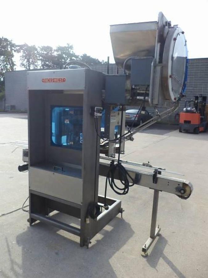 Used Pack West eight spindle inline automatic capper