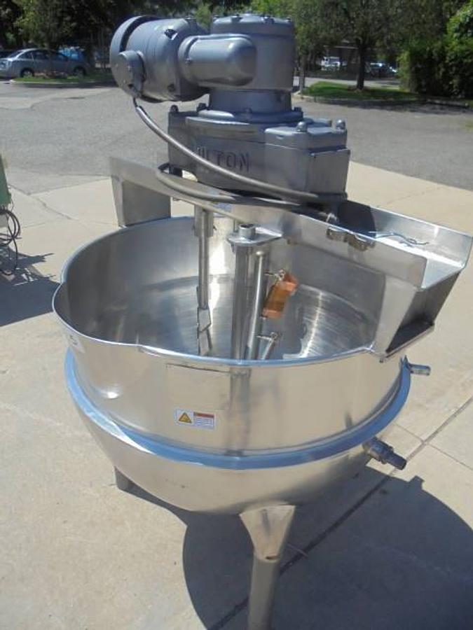 Used 150 Gallon Hamilton Stainless Twin Action Scraper Kettle, 125 PSI Jacket